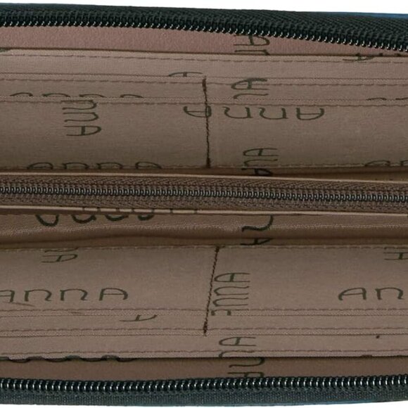 Women's Leather Zip-Around Clutch Wallet Hand-Painted Owl Art Compact - Picture 5 of 6